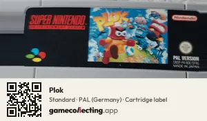 Plok Super Nintendo Entertainment System, PAL cartridge label