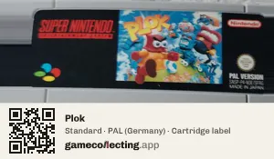 Plok Super Nintendo Entertainment System, PAL cartridge label