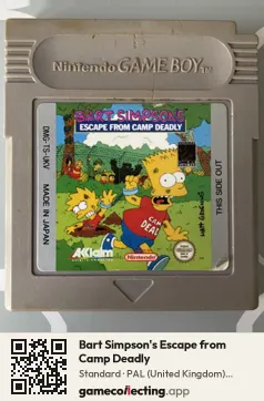 Bart Simpson's Escape from Camp Deadly Game Boy, PAL cartridge label