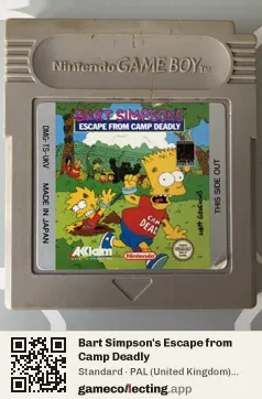 Bart Simpson's Escape from Camp Deadly Game Boy, PAL cartridge label