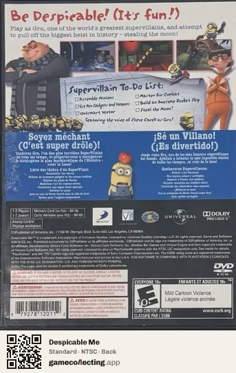 Despicable Me PlayStation 2, NTSC box back