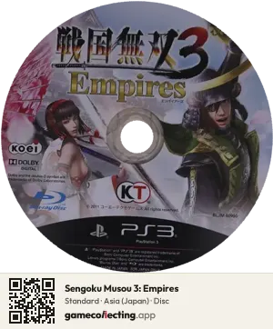 Sengoku Musou 3: Empires PlayStation 3, Asia disc