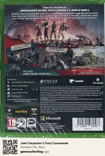 John Carpenter's Toxic Commando Xbox Series X, PAL box back
