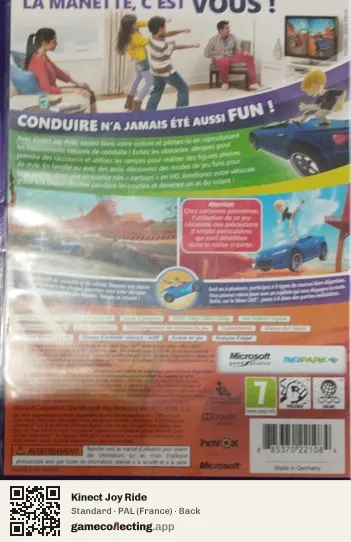 Kinect Joy Ride Xbox 360, France box back