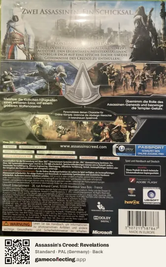 Assassin's Creed: Revelations Xbox 360, Germany box back