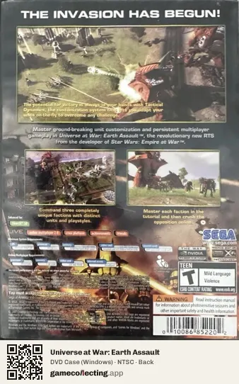 Universe at War: Earth Assault Computer, NTSC box back
