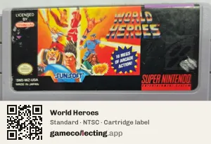 World Heroes Super Nintendo Entertainment System, NTSC cartridge label