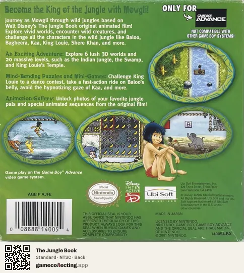 The Jungle Book Game Boy Advance, NTSC box back