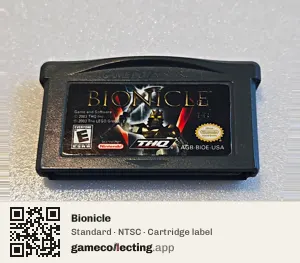 Bionicle Game Boy Advance, NTSC cartridge label