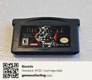Bionicle Game Boy Advance, NTSC cartridge label