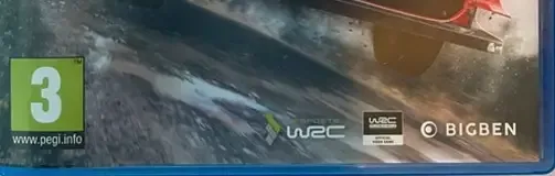 WRC 8, the PEGI square on its front