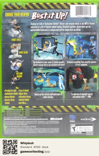 Whiplash Xbox, NTSC box back