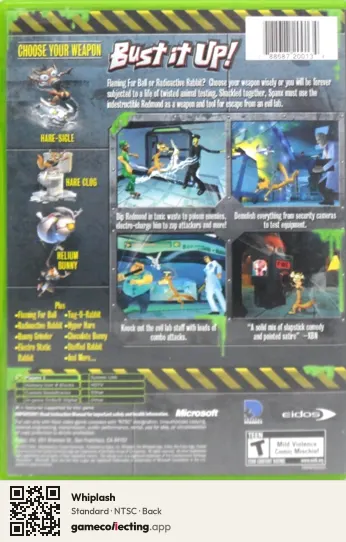 Whiplash Xbox, NTSC box back