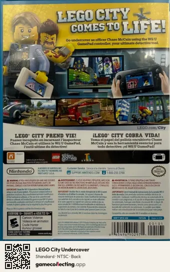 LEGO City Undercover Nintendo Wii U, NTSC box back