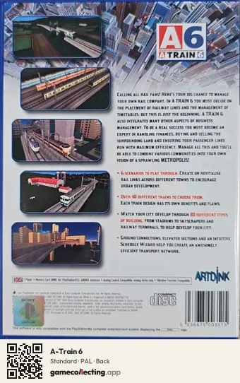A-Train 6 PlayStation 2, PAL box back