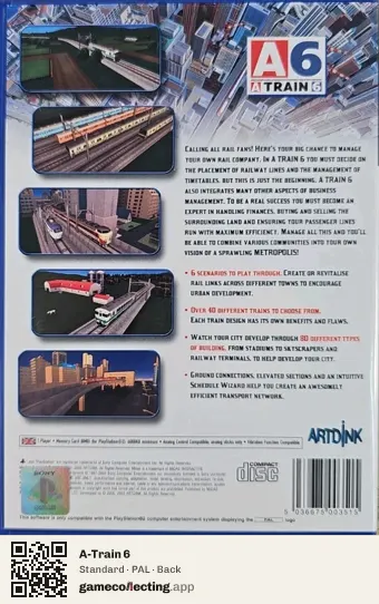 A-Train 6 PlayStation 2, PAL box back