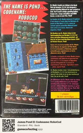 James Pond II: Codename: RoboCod Sega Mega Drive / Genesis, PAL box back