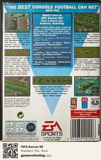 FIFA Soccer 95 Sega Mega Drive / Genesis, PAL box back