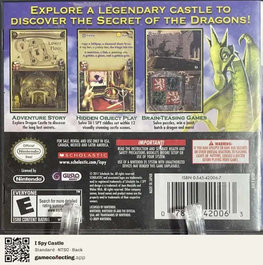 I Spy Castle Nintendo DS, NTSC box back