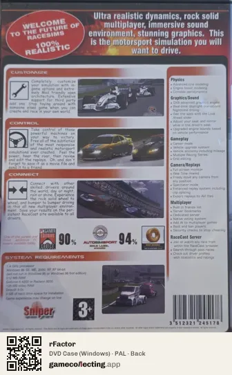 rFactor Computer, PAL box back