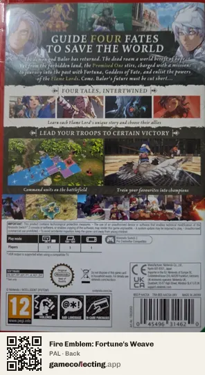 Fire Emblem: Fortune's Weave Nintendo Switch 2, PAL box back