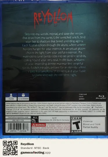 Reydllom PlayStation 4, NTSC box back