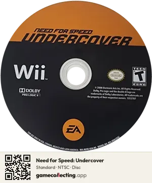 Need for Speed: Undercover Nintendo Wii, NTSC disc