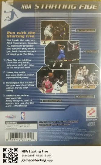 NBA Starting Five PlayStation 2, NTSC box back