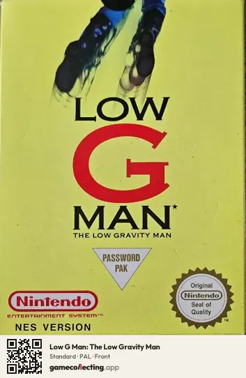 Low G Man: The Low Gravity Man Nintendo Entertainment System, PAL box front