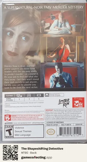 The Shapeshifting Detective Nintendo Switch, NTSC box back
