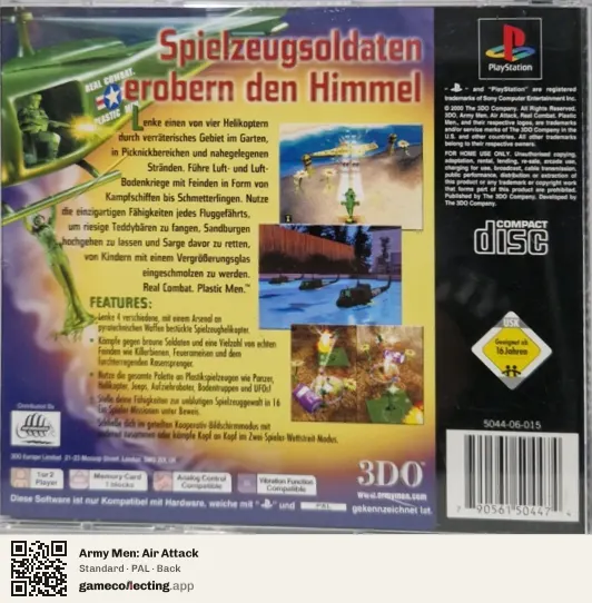 Army Men: Air Attack PlayStation, PAL box back