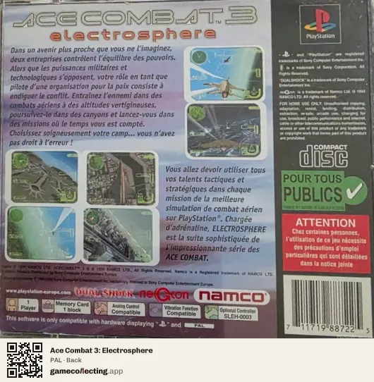 Ace Combat 3: Electrosphere PlayStation, PAL box back