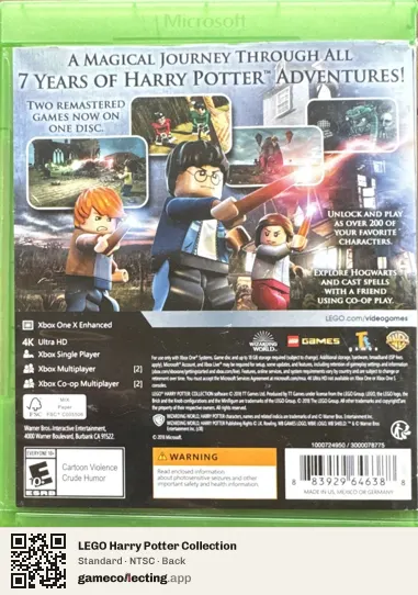 LEGO Harry Potter Collection Xbox One, NTSC box back
