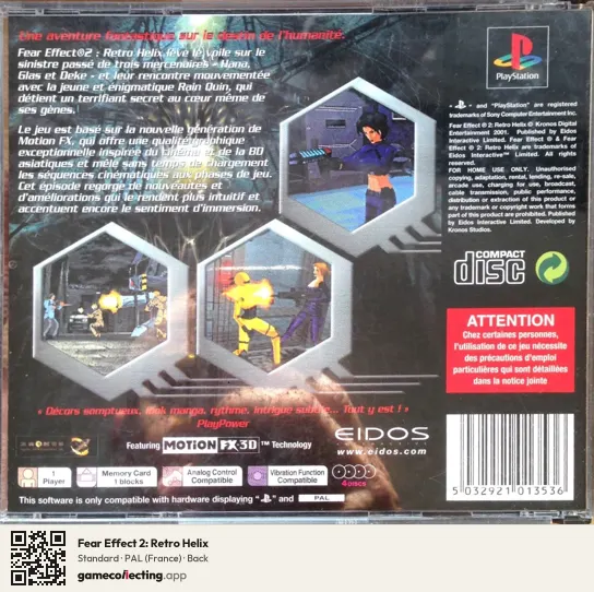 Fear Effect 2: Retro Helix PlayStation, France box back