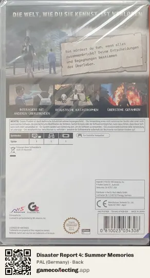 Disaster Report 4: Summer Memories Nintendo Switch, Germany box back