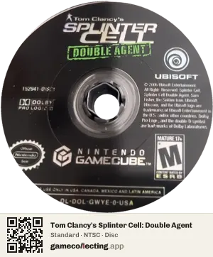 Tom Clancy's Splinter Cell: Double Agent Nintendo GameCube, NTSC disc