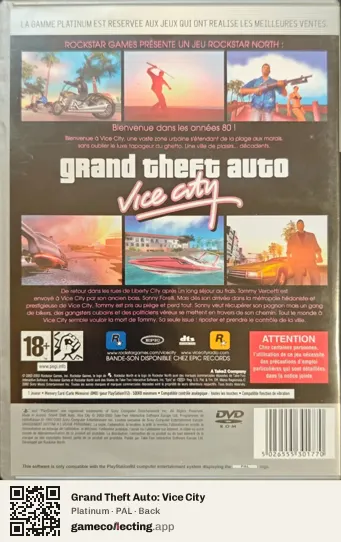 Grand Theft Auto: Vice City PlayStation 2, PAL box back