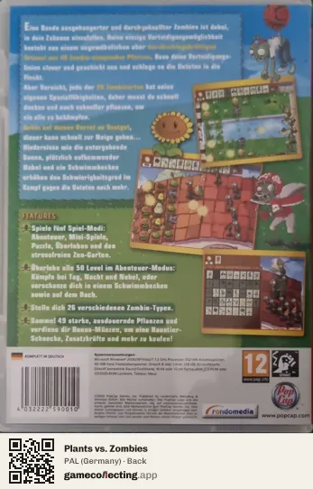 Plants vs. Zombies Computer, Germany box back
