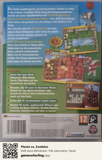 Plants vs. Zombies Computer, Germany box back
