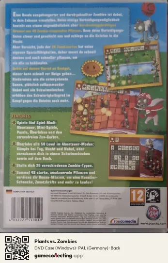 Plants vs. Zombies Computer, Germany box back