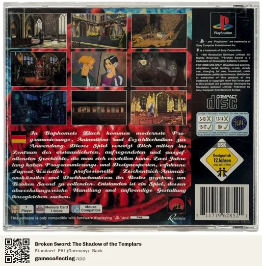 Broken Sword: The Shadow of the Templars PlayStation, Germany box back