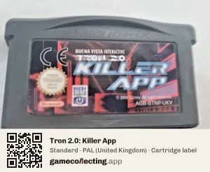 Tron 2.0: Killer App Game Boy Advance, PAL cartridge label