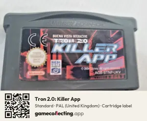 Tron 2.0: Killer App Game Boy Advance, PAL cartridge label