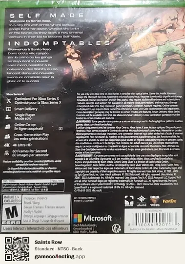 Saints Row Xbox Series X, NTSC box back