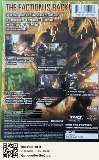 Red Faction II Xbox, NTSC box back