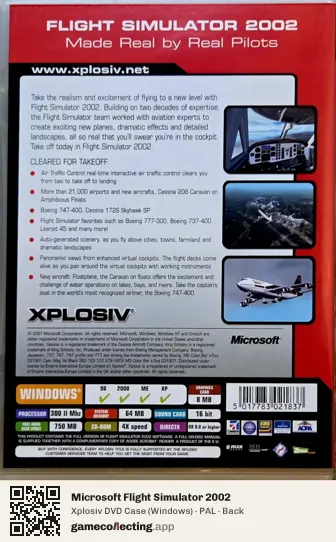 Microsoft Flight Simulator 2002 Computer, PAL box back