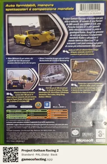 Project Gotham Racing 2 Xbox, Italy box back