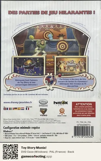 Toy Story Mania! Computer, France box back
