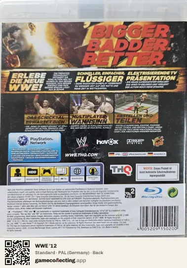 WWE '12 PlayStation 3, Germany box back