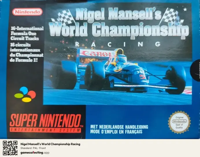 Nigel Mansell's World Championship Racing Super Nintendo Entertainment System, PAL box front